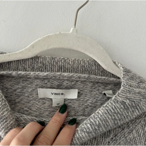 VINCE Heather Gray Wool Knit Sweater S - Picture 3 of 4